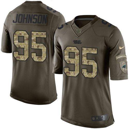 Nike Panthers #95 Charles Johnson Green Men's Stitched NFL Limited Salute to Service Jersey - Click Image to Close
